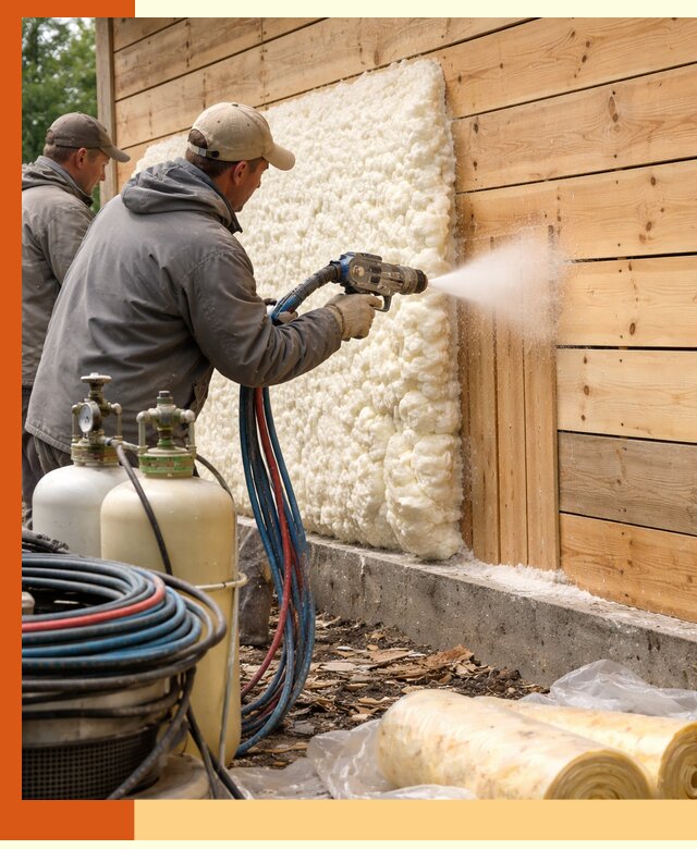 Утепление деревянного дома пенополиуретаном в Киржаче