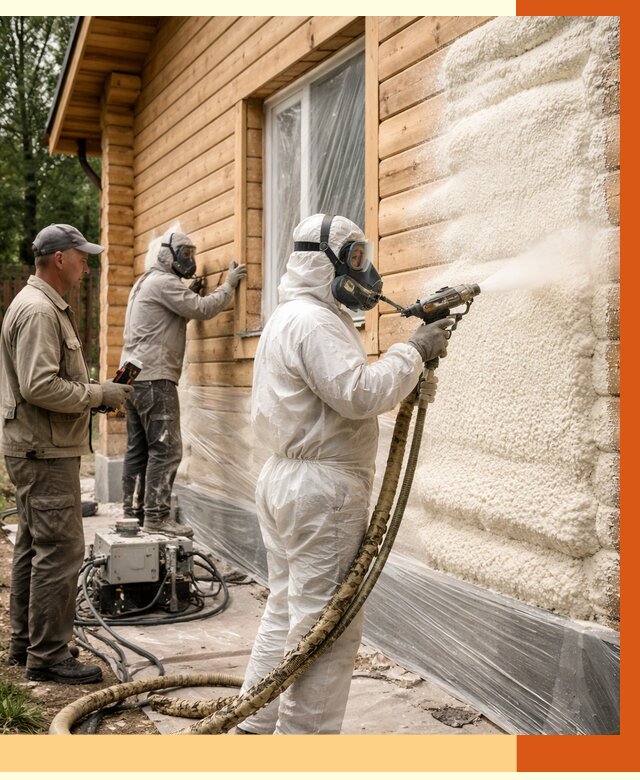 Утепление дома из бруса ППУ в Киржаче от 3969 руб/м2 под ключ | ТепломастерКрж