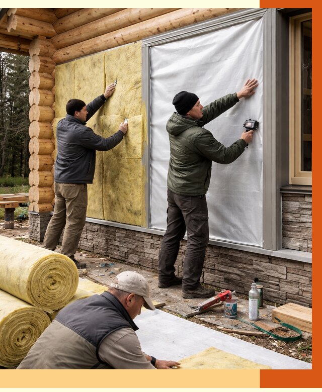 Утепление бревенчатого дома в Киржаче от 7887 руб/м2 — заказать под ключ | ТепломастерКрж