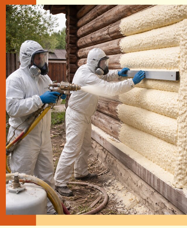 Утепление бревенчатого дома ППУ в Киржаче эффективной изоляцией