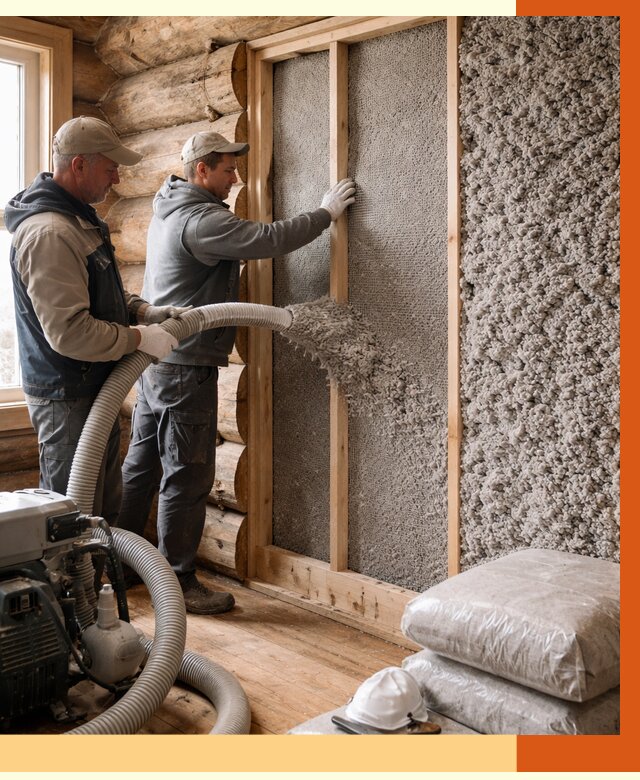 Утепление бревенчатого дома эковатой в Киржаче от 2835 руб. | ТепломастерКрж