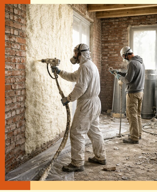 Утепление кирпичного дома пенополиуретаном в Киржаче