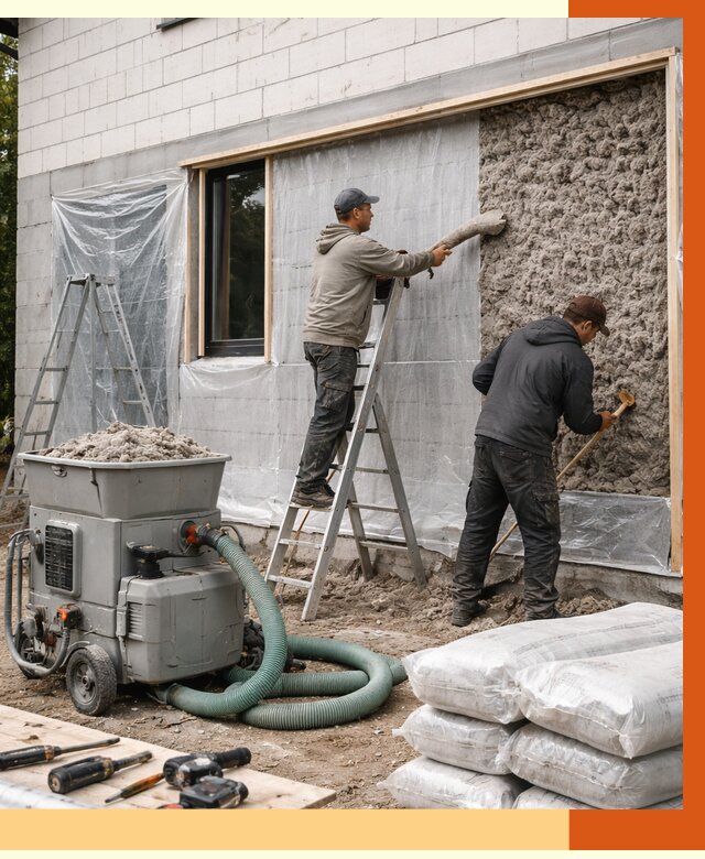 Утепление дома из газобетона эковатой в Киржаче от 4640 руб./м2 | ТепломастерКрж