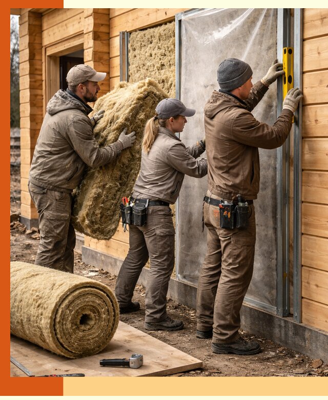 Утепление дома из двойного бруса в Киржаче качественно и надёжно
