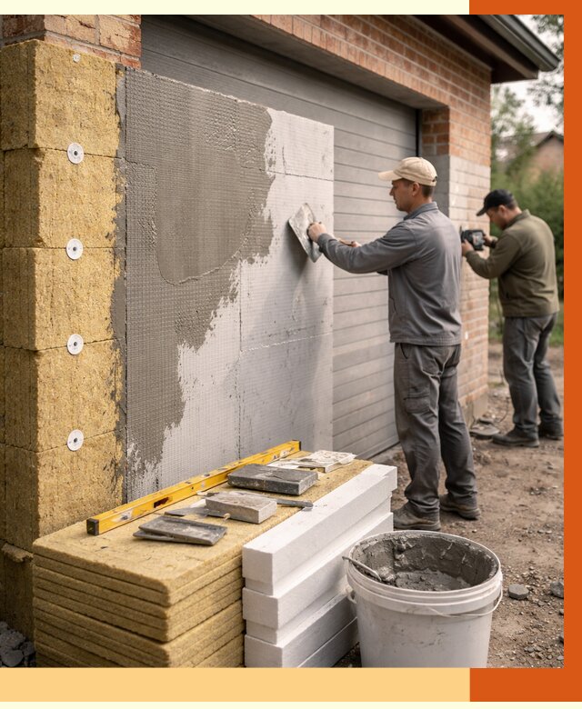 Утепление гаража снаружи в Киржаче от 4330 руб. за м2 — наружное утепление под ключ | ТепломастерКрж