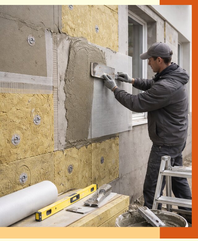 Утепление фасада под штукатурку в Киржаче от 4330 руб/м2 — монтаж пенопластом и минватой | ТепломастерКрж