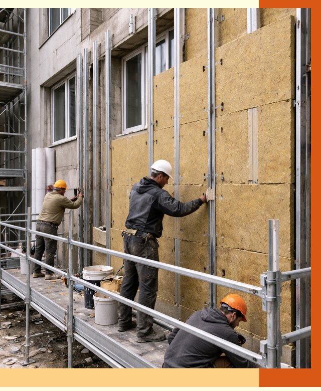 Утепление вентилируемого фасада в Киржаче от 5774 руб/м2 — монтаж и утепление вентфасад | ТепломастерКрж