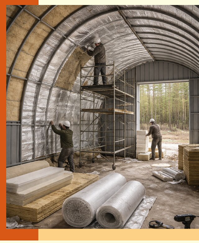 Утепление арочного ангара под ключ в Киржаче