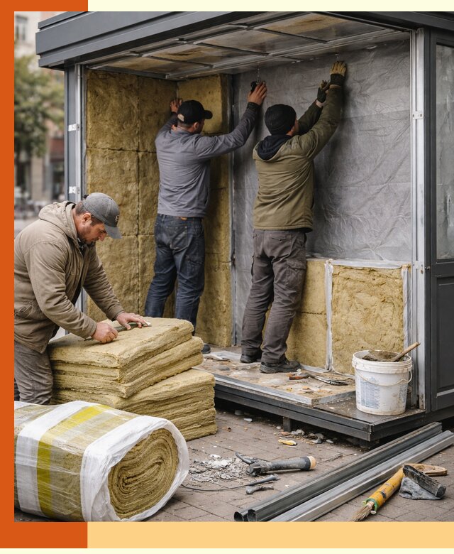 Утепление павильона шаурмы под ключ в Киржаче