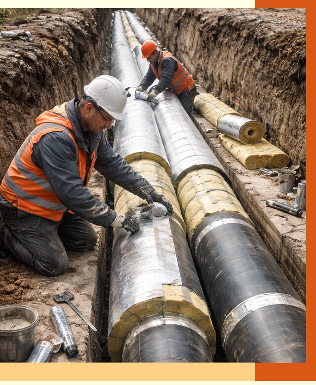 Утепление теплотрассы в Киржаче от 4640 руб./м2 — ппу и комплексная изоляция | ТепломастерКрж