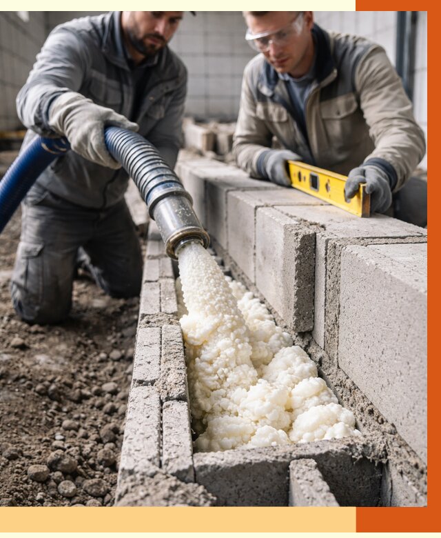 Заполнение колодцевой кладки ППУ в Киржаче от 4330 руб. за м2 | ТепломастерКрж