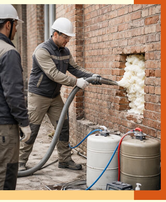 Заливка ППУ в пустоты кирпичной стены в Киржаче от 2835 руб. | ТепломастерКрж