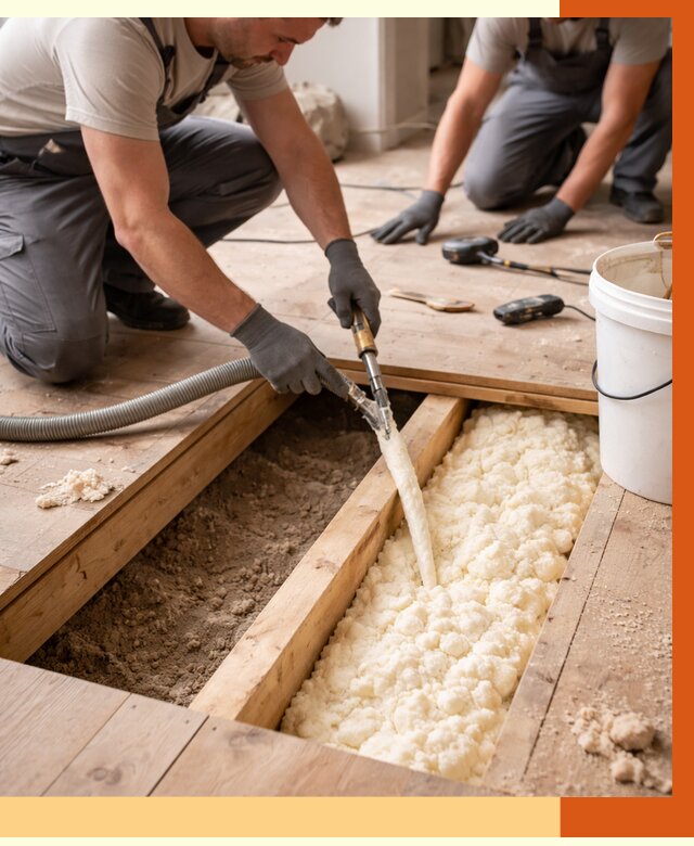 Заполнение пустот пола в Киржаче от 2784 руб. — утепление пустот пола под ключ | ТепломастерКрж