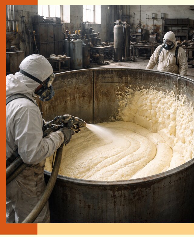 Заливка ппу в емкости с полной изоляцией и герметизацией в Киржаче