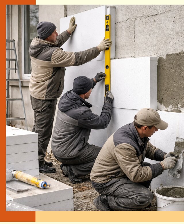 Утепление пенопластом наружных стен и фасадов в Киржаче