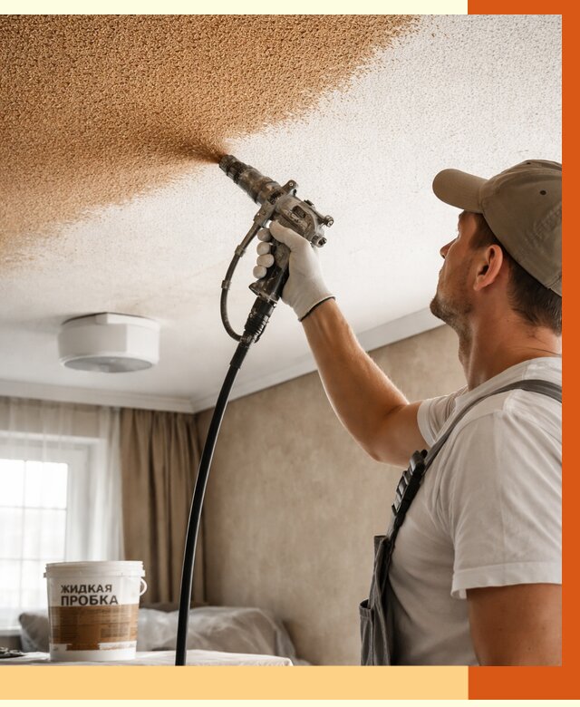 Утепление потолка жидкой пробкой в Киржаче от 3609 руб. | ТепломастерКрж