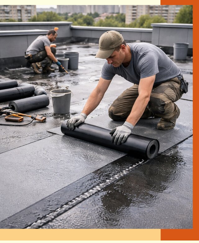 Гидроизоляция плоской кровли в Киржаче от 4640 руб./м2 — профессионально | ТепломастерКрж