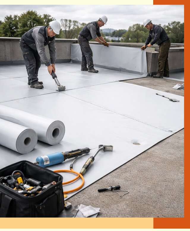 Гидроизоляция мембранной кровли в Киржаче от 7733 руб./м² — профессионально | ТепломастерКрж