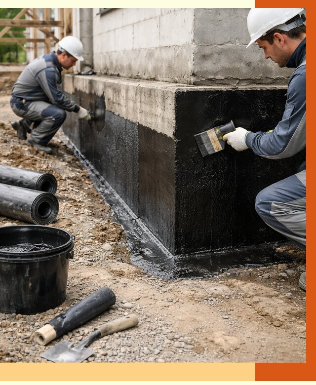 Гидроизоляция фундамента в Киржаче от 1289 руб. — профессионально, под ключ | ТепломастерКрж