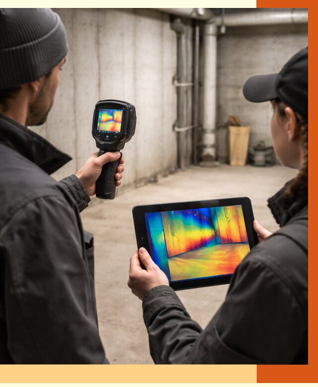 Тепловизионное обследование подвала в Киржаче от 4640 руб. — проверка гидроизоляции | ТепломастерКрж