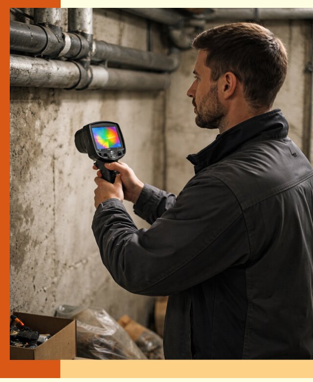 Тепловизионное обследование подвала в Киржаче для поиска утечек тепла