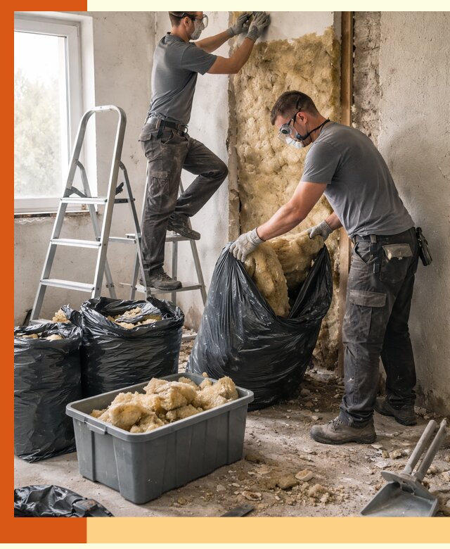 Демонтаж старого утеплителя и вывоз отходов в Киржаче