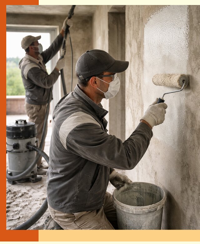 Подготовка поверхности под напыление утеплителя в Киржаче