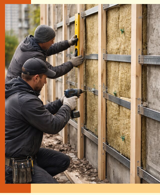 Монтаж обрешетки под утепление зданий и квартир в Киржаче